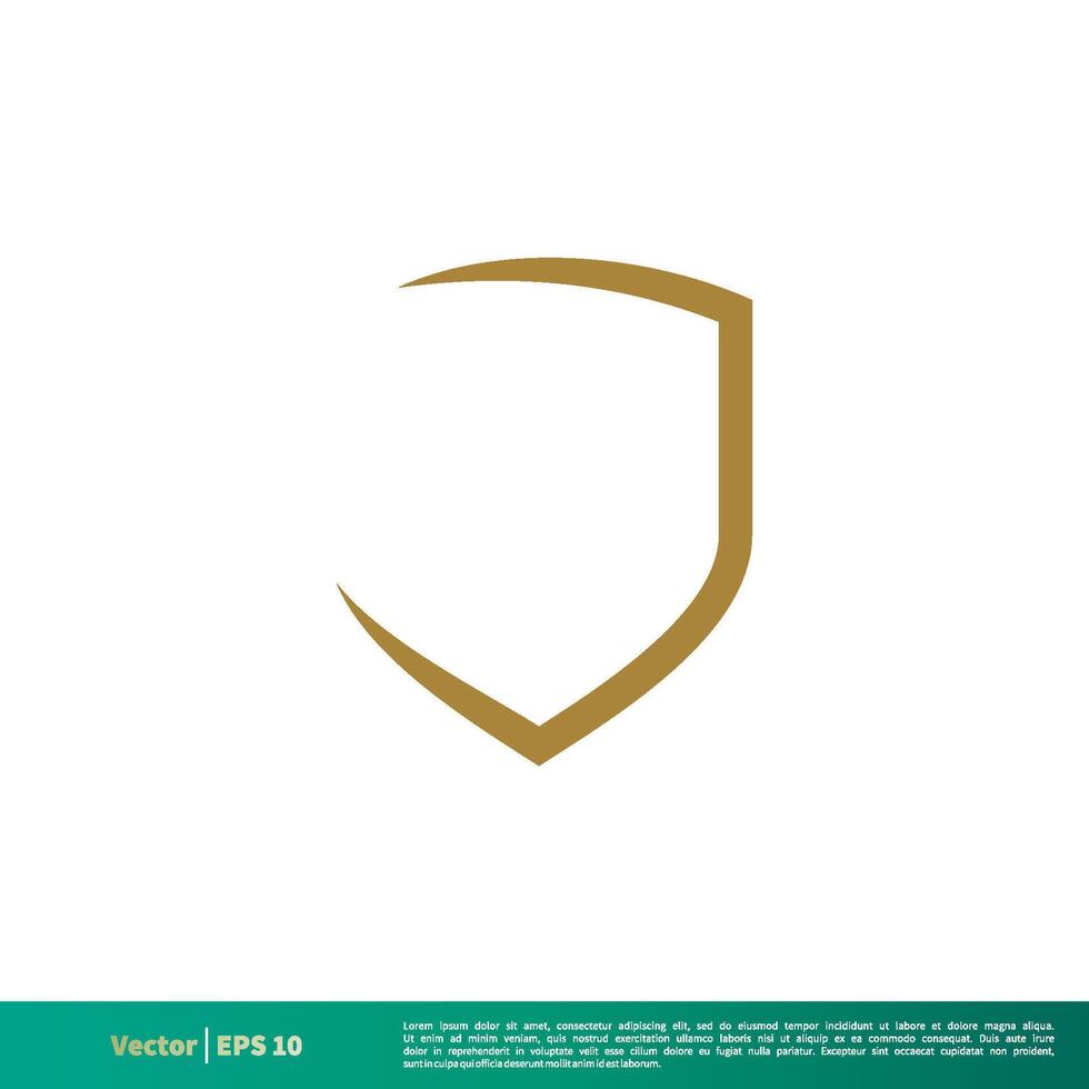 Gold Schild Linie Symbol Vektor Logo Vorlage Illustration Design. Vektor eps 10.