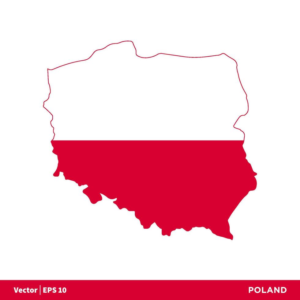 Polen - - Europa Länder Karte und Flagge Vektor Symbol Vorlage Illustration Design. Vektor eps 10.