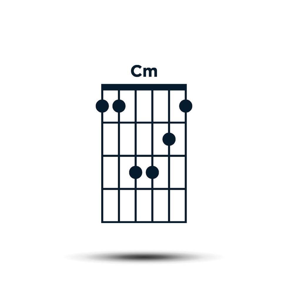 centimeter, grundläggande gitarr ackord Diagram ikon vektor mall