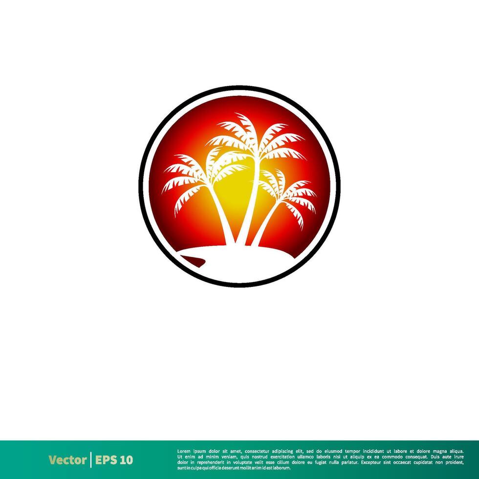 Kokosnuss Baum Insel Symbol Vektor Logo Vorlage Illustration Design. Vektor eps 10.