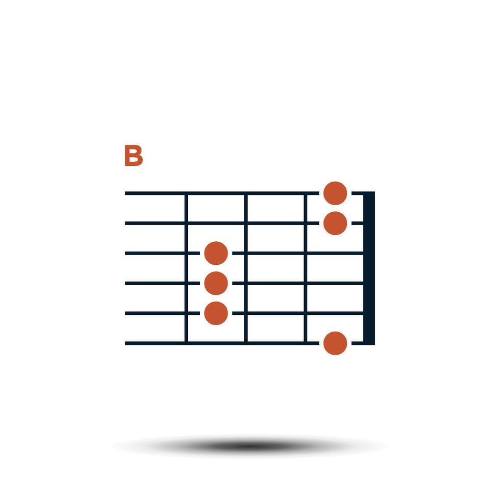 B, Basic Gitarre Akkord Diagramm Symbol Vektor Vorlage