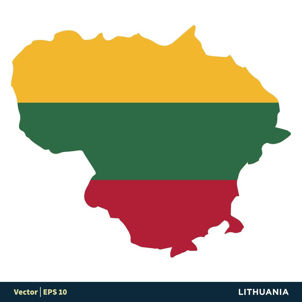 litauen - Europa länder Karta och flagga vektor ikon mall illustration design. vektor eps 10.