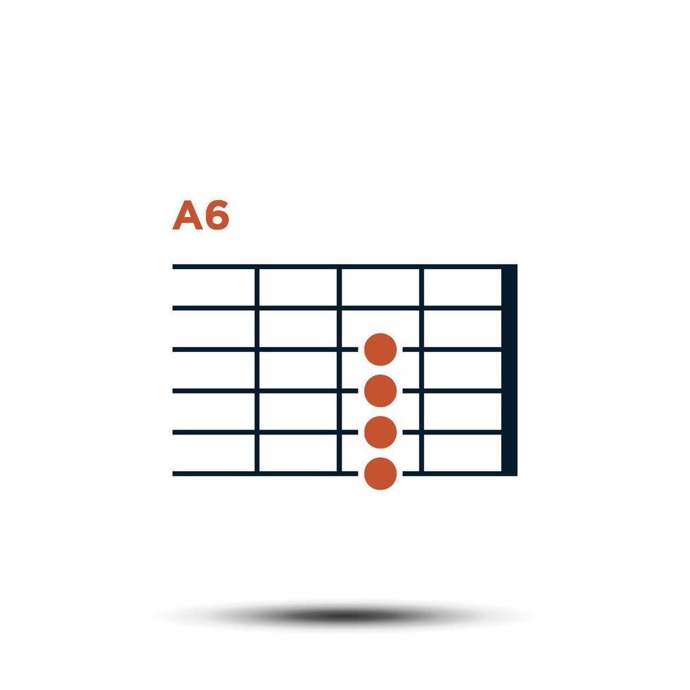 a6, grundläggande gitarr ackord Diagram ikon vektor mall