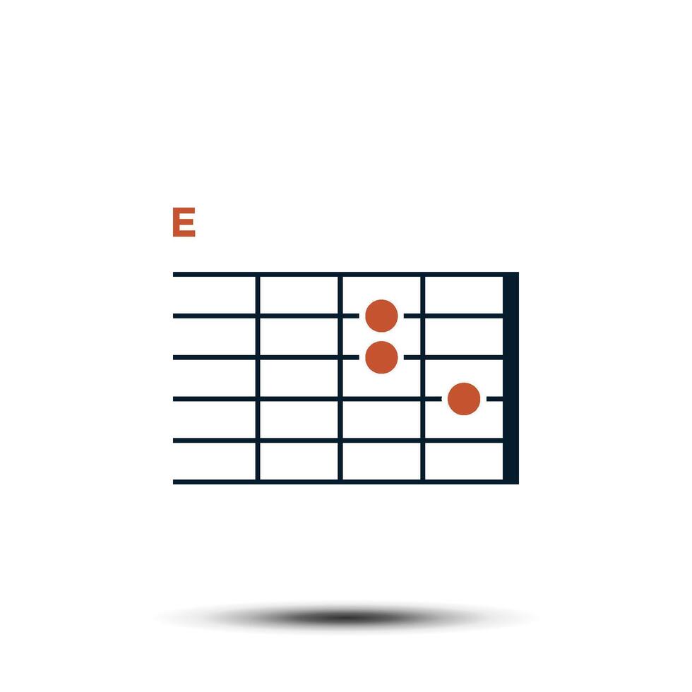 e, Basic Gitarre Akkord Diagramm Symbol Vektor Vorlage