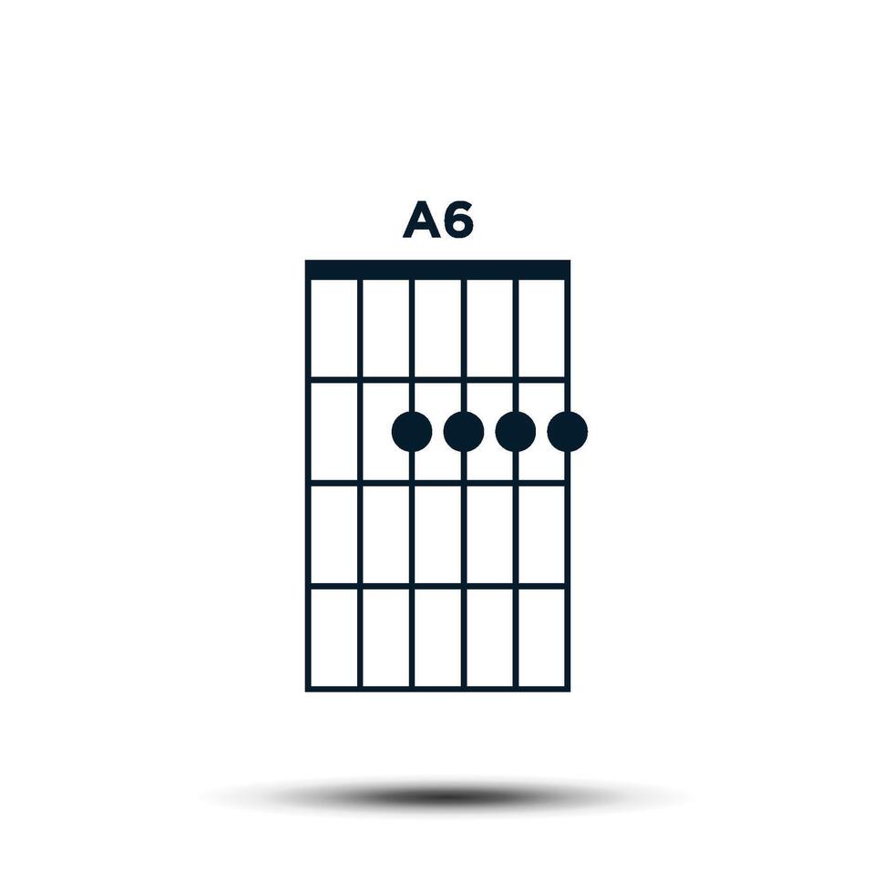 a6, Basic Gitarre Akkord Diagramm Symbol Vektor Vorlage