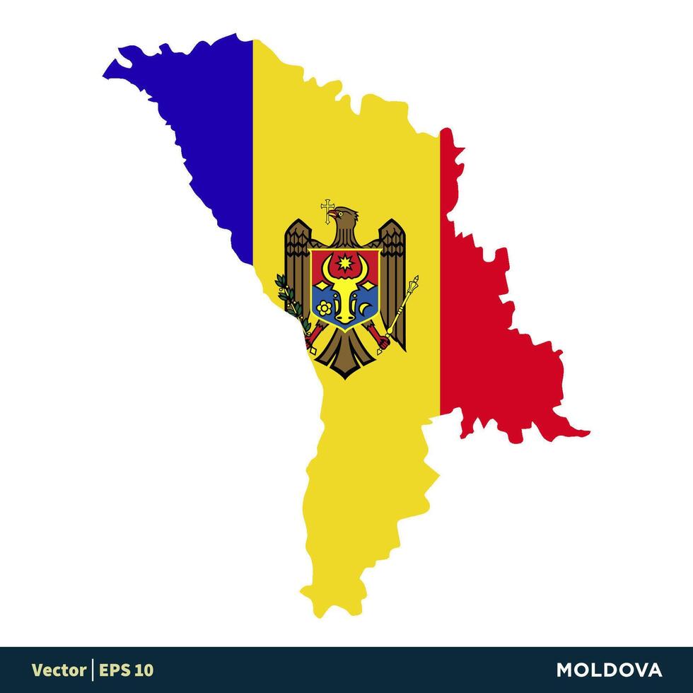 moldavien - Europa länder Karta och flagga vektor ikon mall illustration design. vektor eps 10.