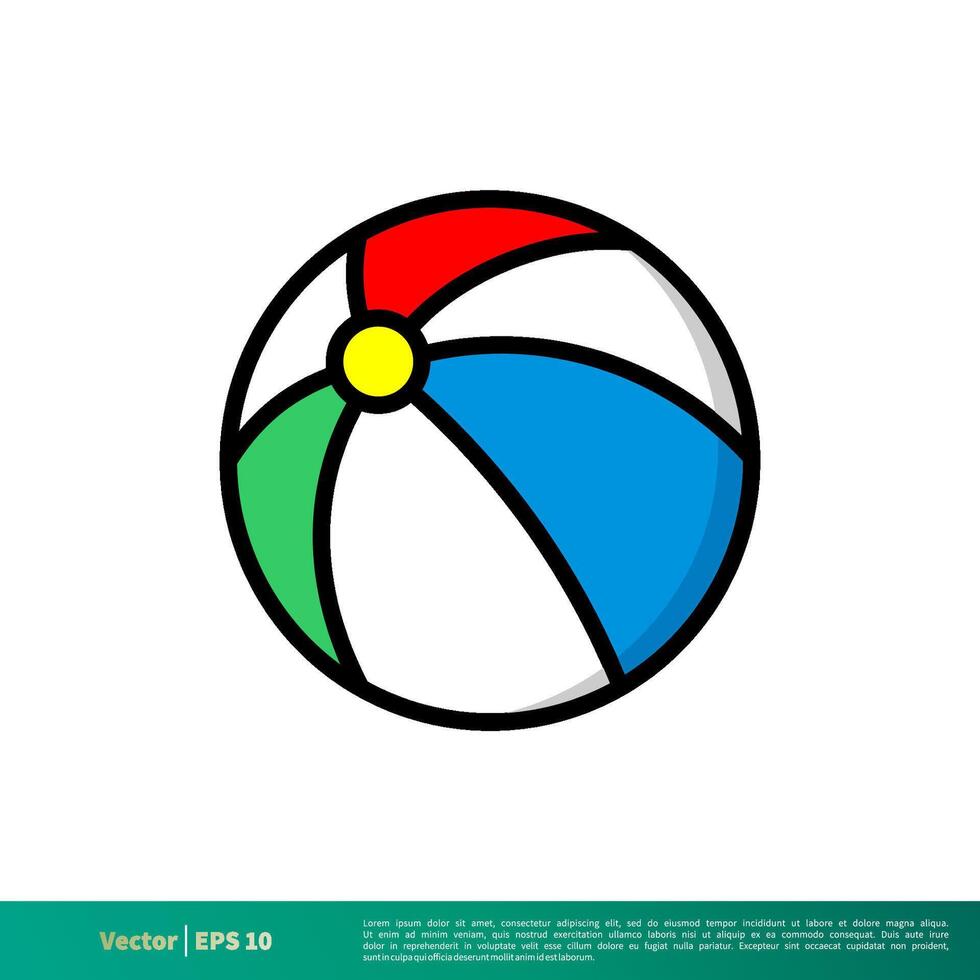 Strand Ball - - Sommer- Symbol Vektor Logo Vorlage Illustration Design. Vektor eps 10.