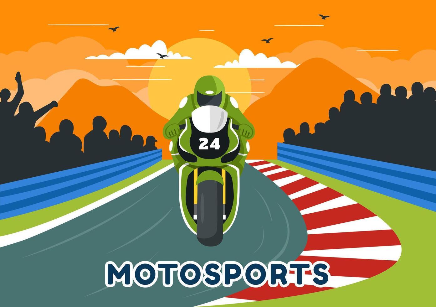 Rennen Motorsport Geschwindigkeit Fahrrad Vektor Illustration zum Wettbewerb oder Meisterschaft Rennen durch tragen Sportbekleidung und Ausrüstung im eben Karikatur Hintergrund