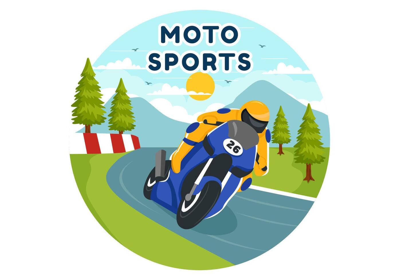 tävlings motosport hastighet cykel vektor illustration för konkurrens eller mästerskap lopp förbi bär sportkläder och Utrustning i platt tecknad serie bakgrund