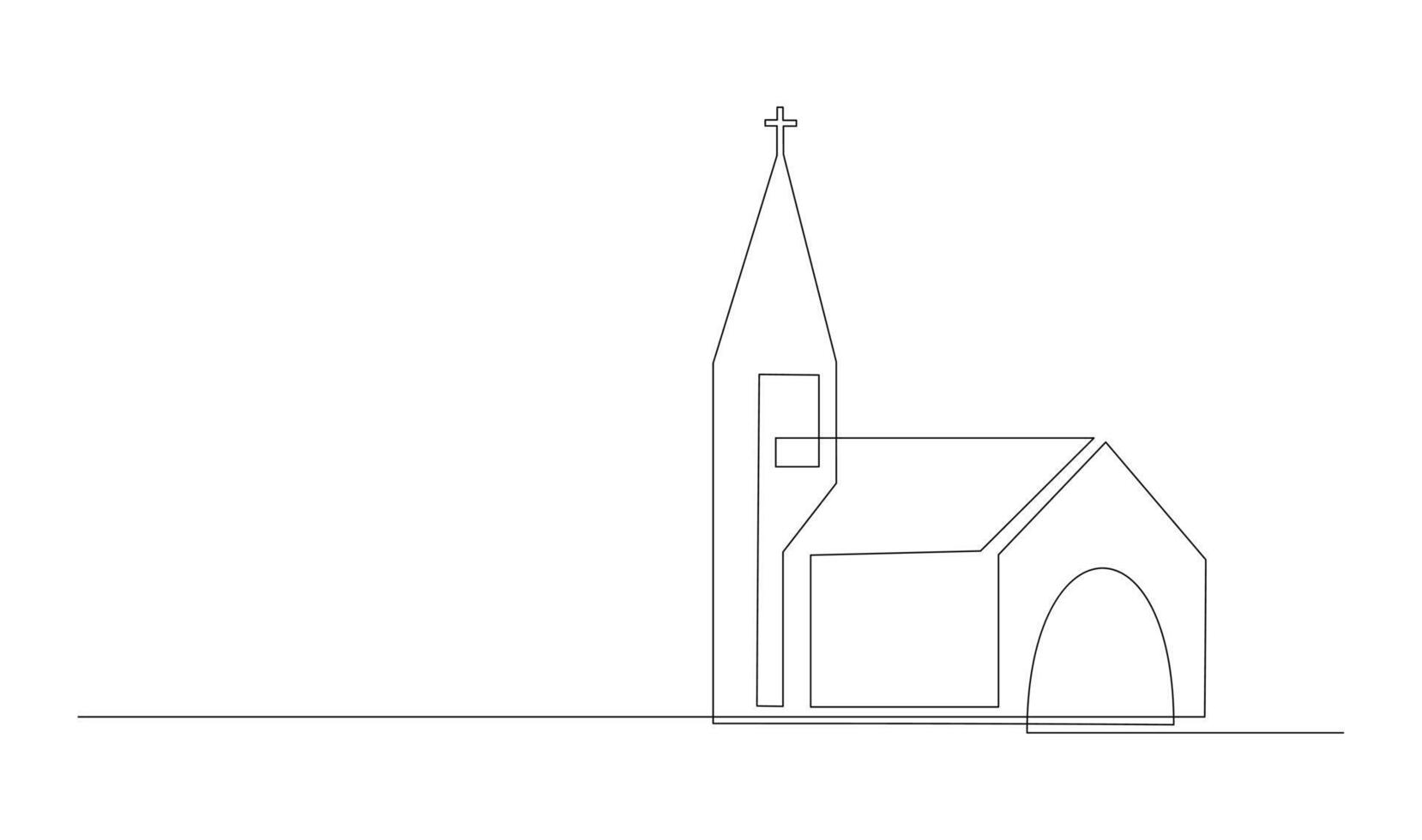 Kirche einer Linie Zeichnung isoliert auf Weiß Hintergrund vektor