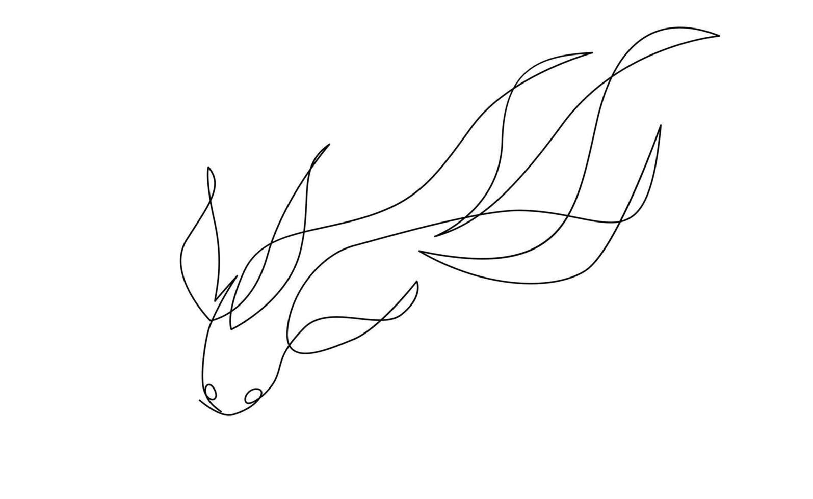 Koi Karpfen Fisch auf das Weiß Hintergrund im ein kontinuierlich Single Linie Zeichnung Stil vektor