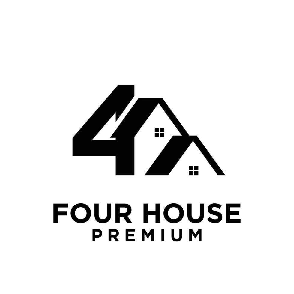 siffra 4 med hus fast egendom symbol logotyp vektor