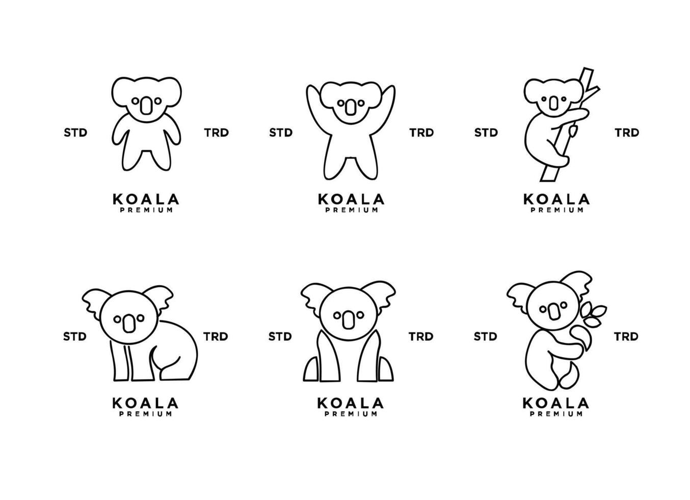 koala översikt logotyp ikon. australier djur- för webb och design vektor