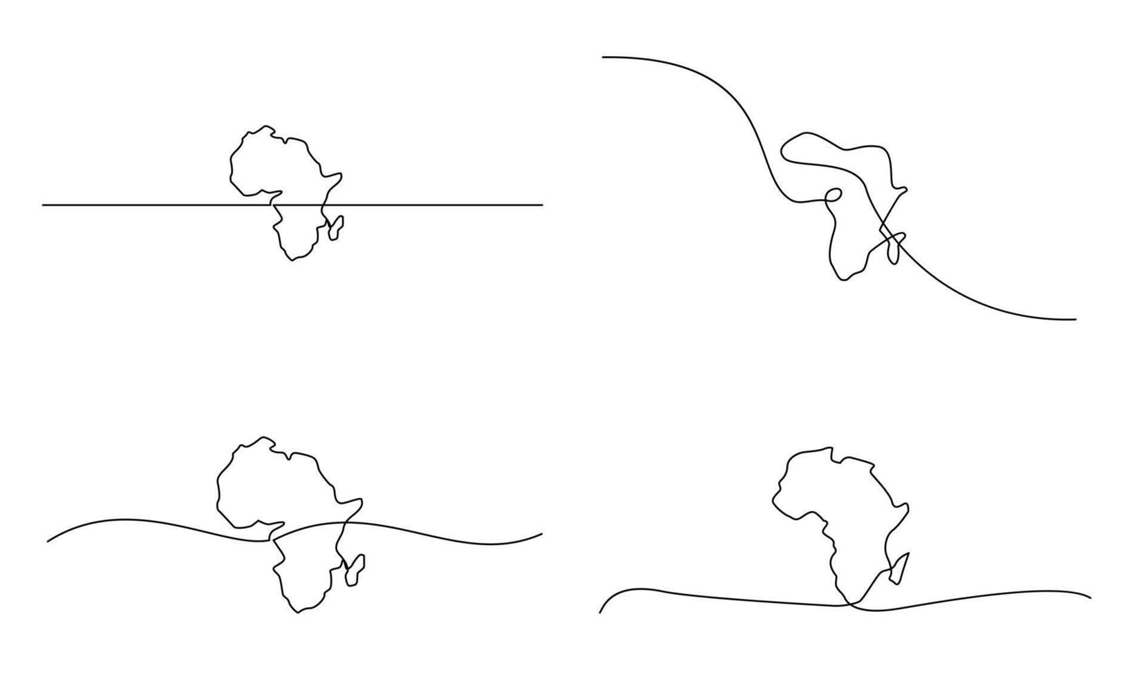 Single kontinuierlich Linie Kunst Karte von Afrika Vektor