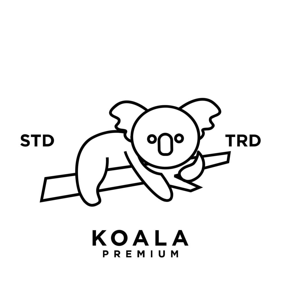 koala översikt logotyp ikon. australier djur- för webb och design vektor