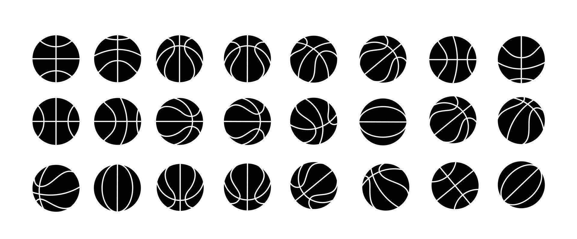 uppsättning av basketboll bollar. vektor illustration isolerat på en vit bakgrund.