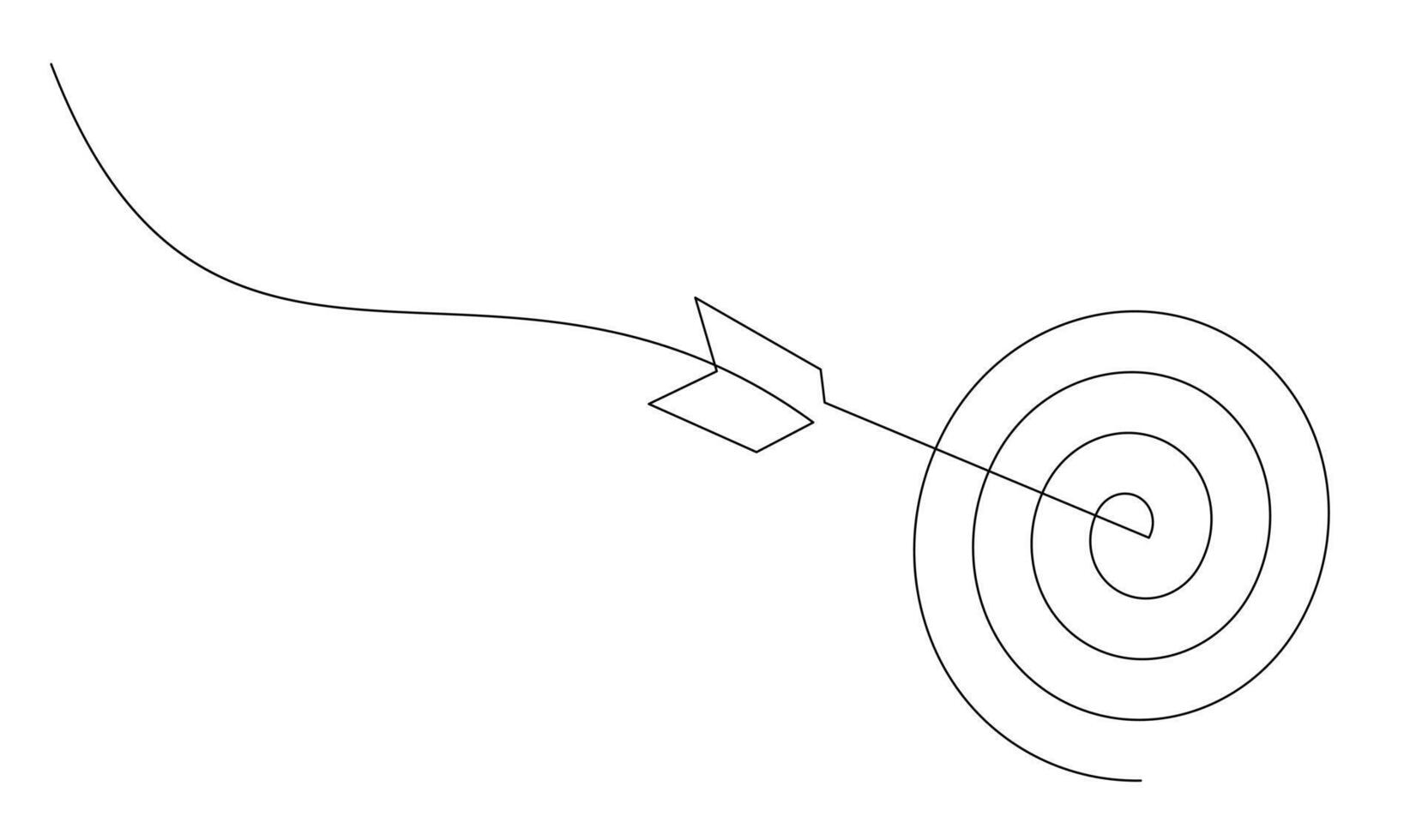 kontinuierlich Linie Zeichnung von Pfeil im Center von Ziel Design vektor