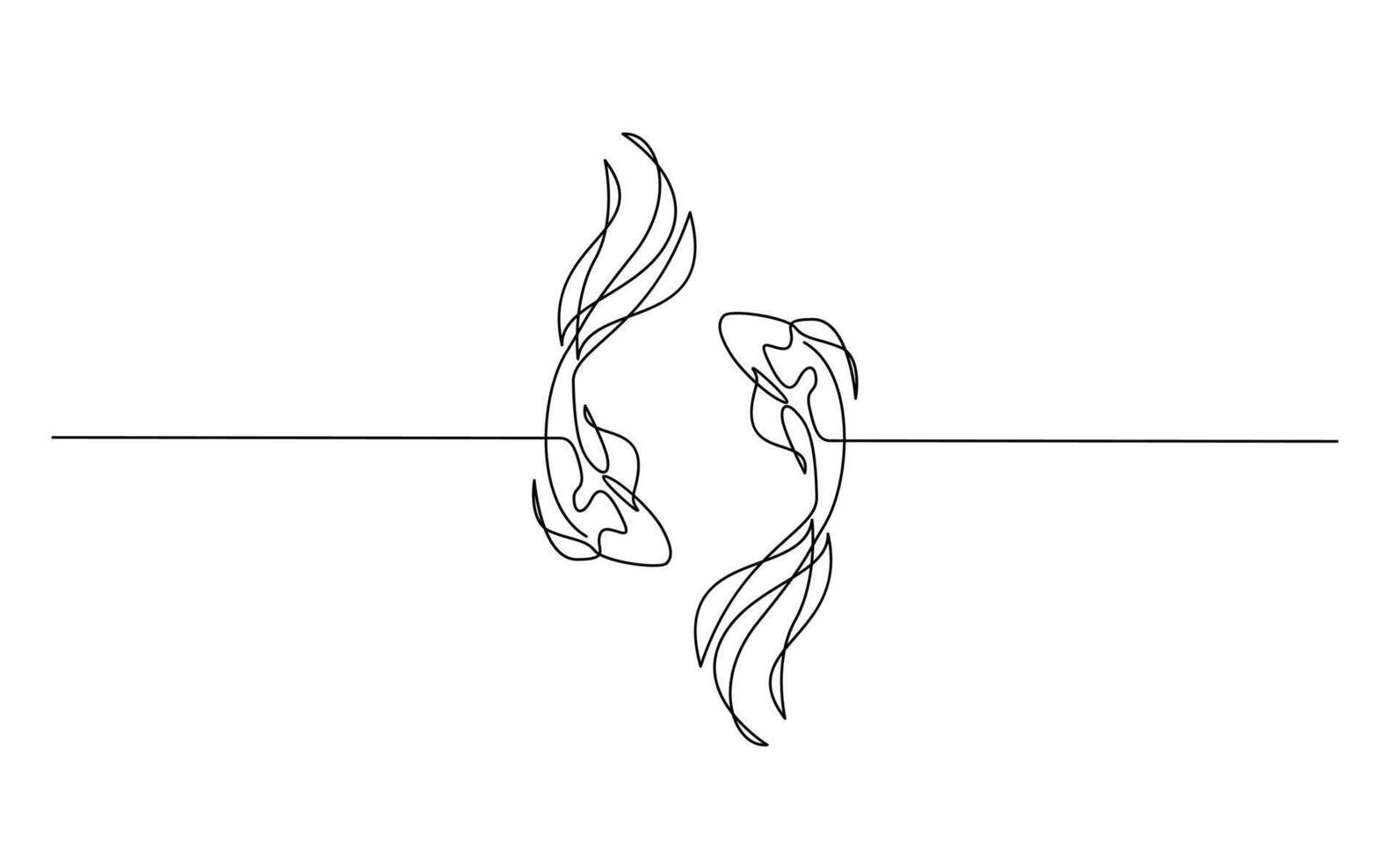 koi karp fisk på de vit bakgrund i en kontinuerlig enda linje teckning stil vektor