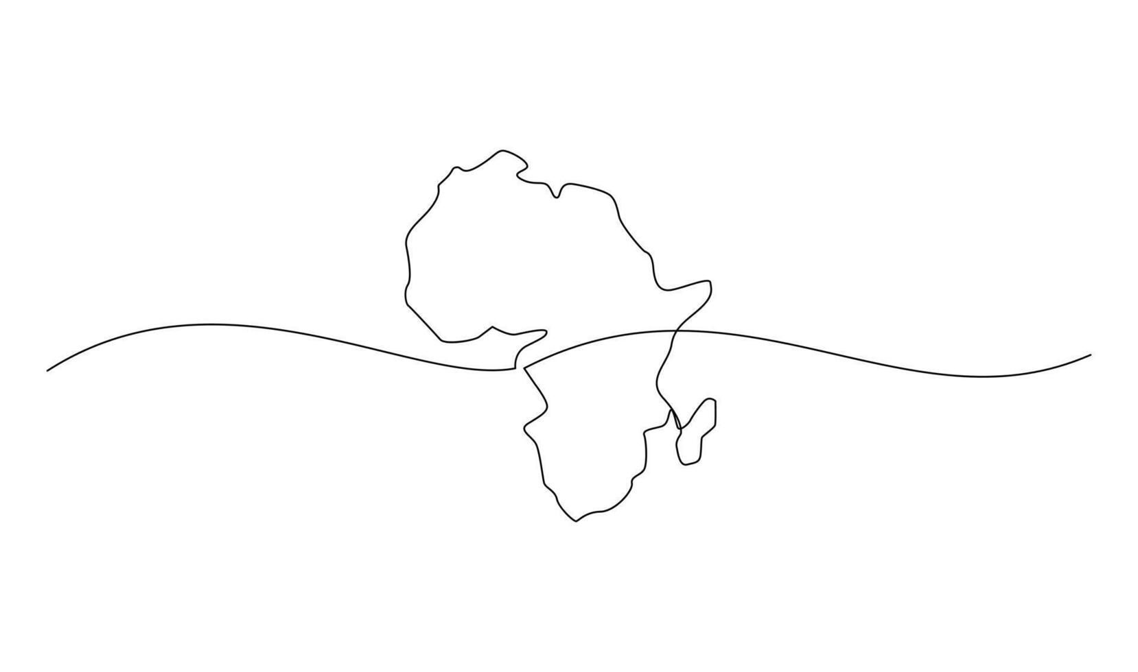 Single kontinuierlich Linie Kunst Karte von Afrika Vektor