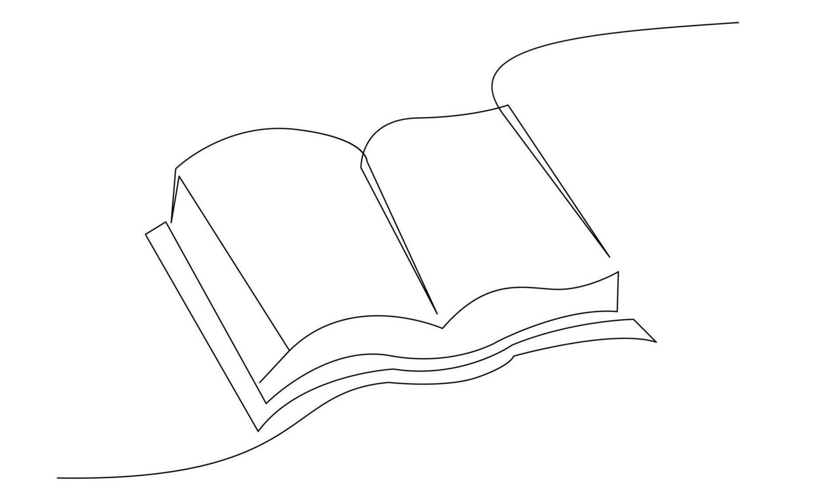 kontinuerlig linje konst teckning av bok. öppnad bok enda linje konst teckning vektor illustration