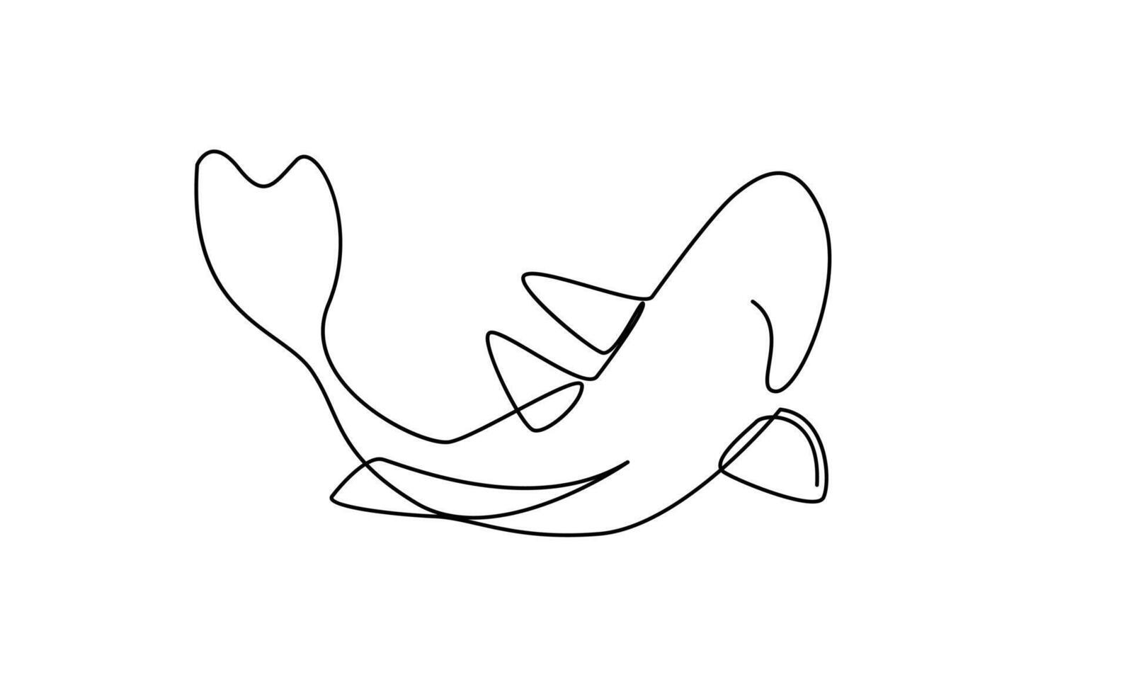 koi karp fisk på de vit bakgrund i en kontinuerlig enda linje teckning stil vektor