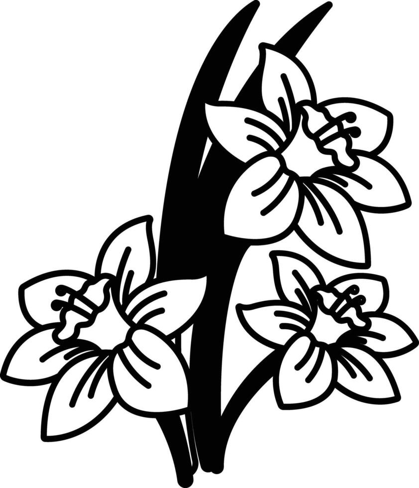 Narzisse Blume Glyphe und Linie Vektor Illustration