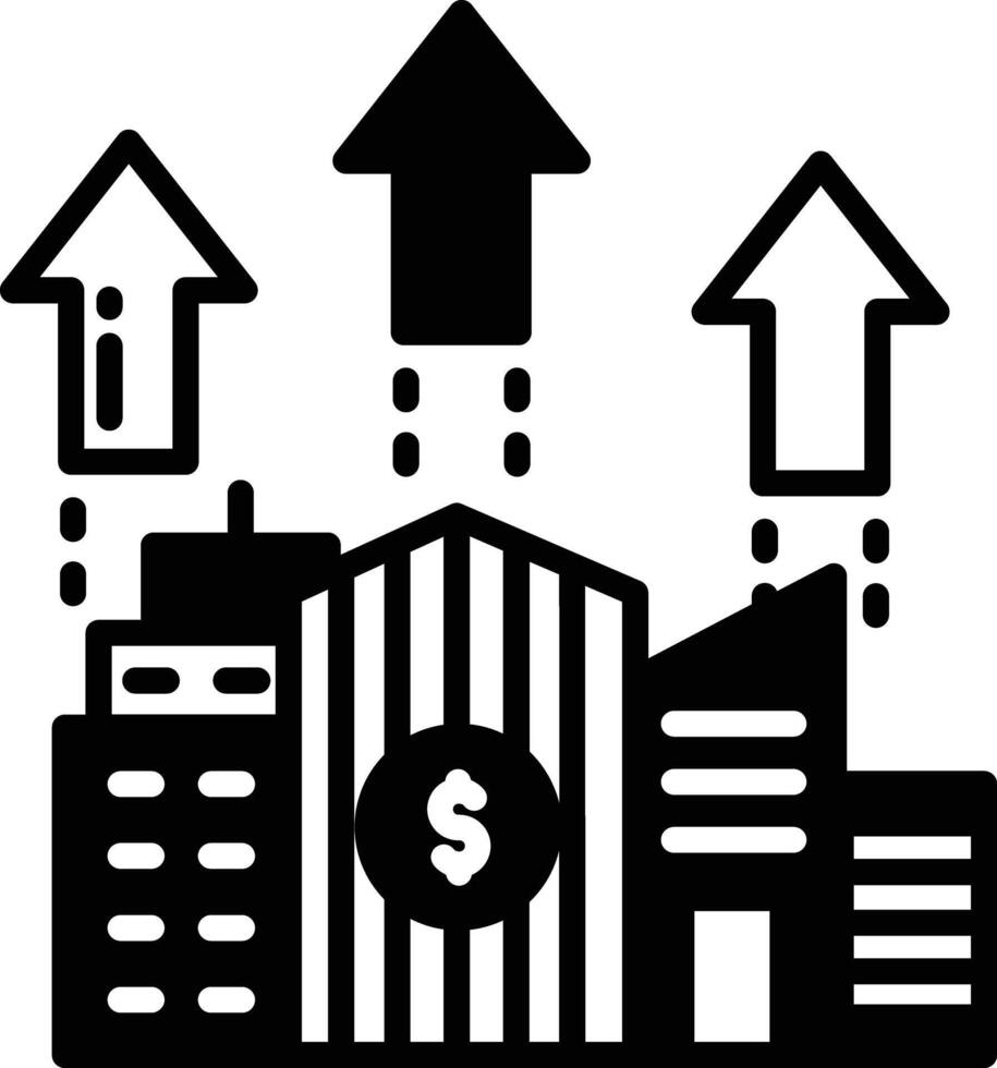 företag tillväxt glyf och linje vektor illustration