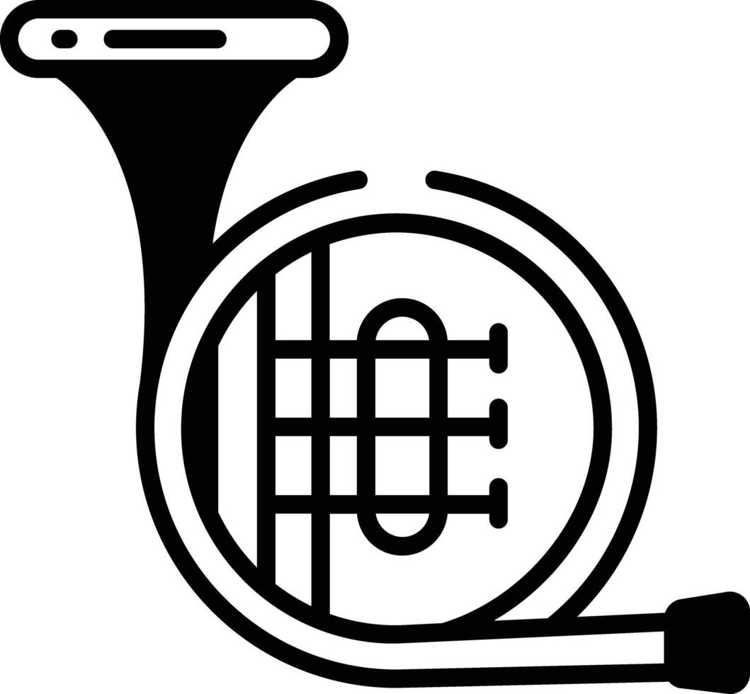 franska horn glyf och linje vektor illustration