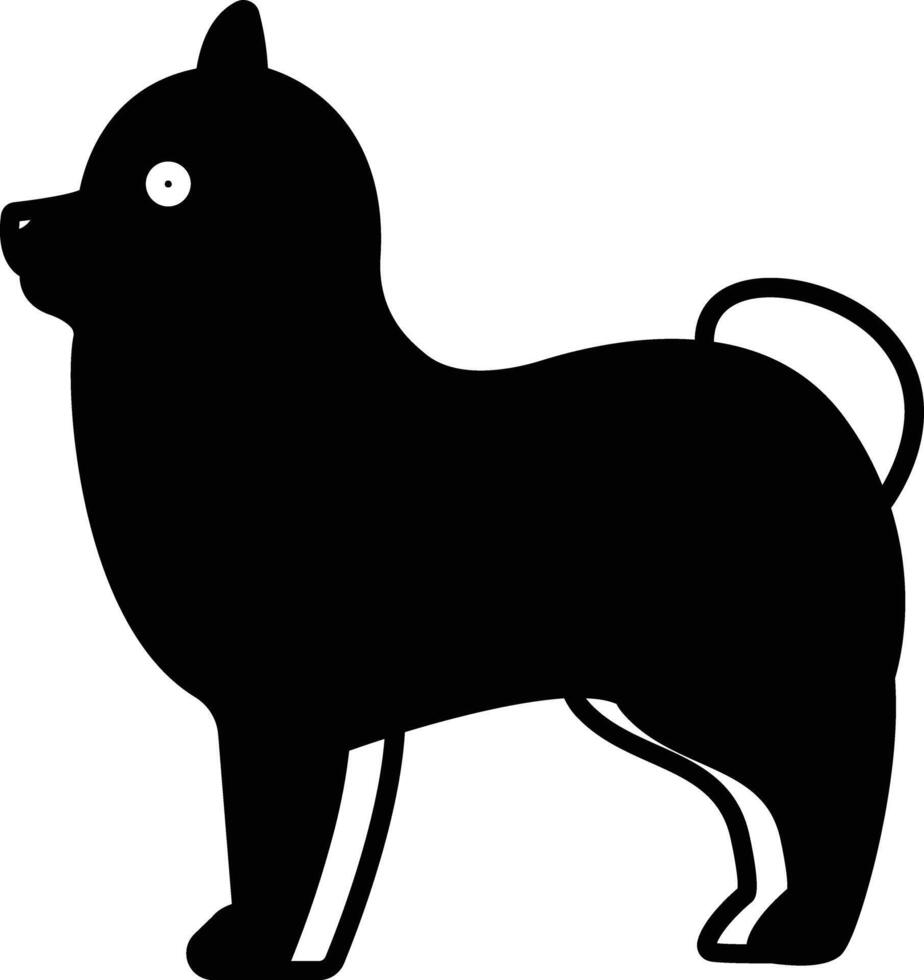 pommerschen Hund Glyphe und Linie Vektor Illustration