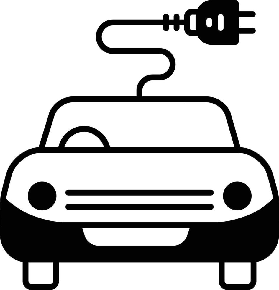 ev Auto Stecker Glyphe und Linie Vektor Illustration