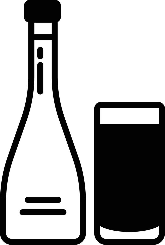 gin glas och flaska glyf och linje vektor illustration