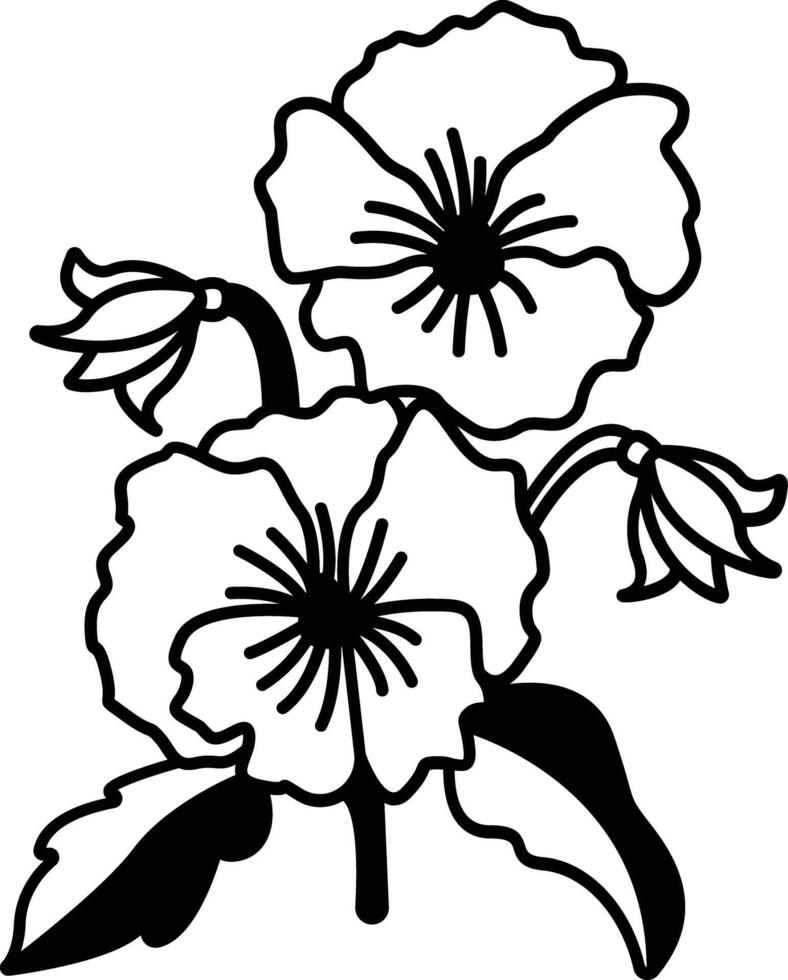 Stiefmütterchen Blume Glyphe und Linie Vektor Illustration