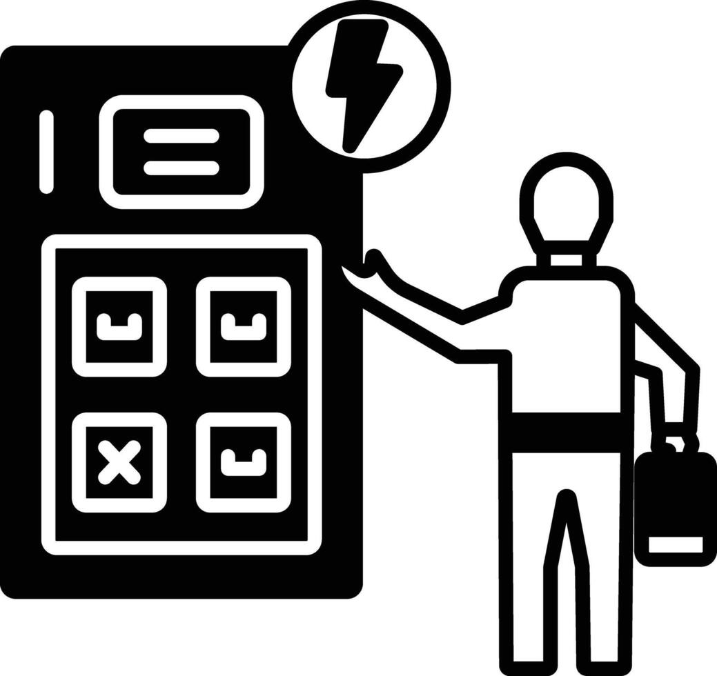 batteri station glyf och linje vektor illustration