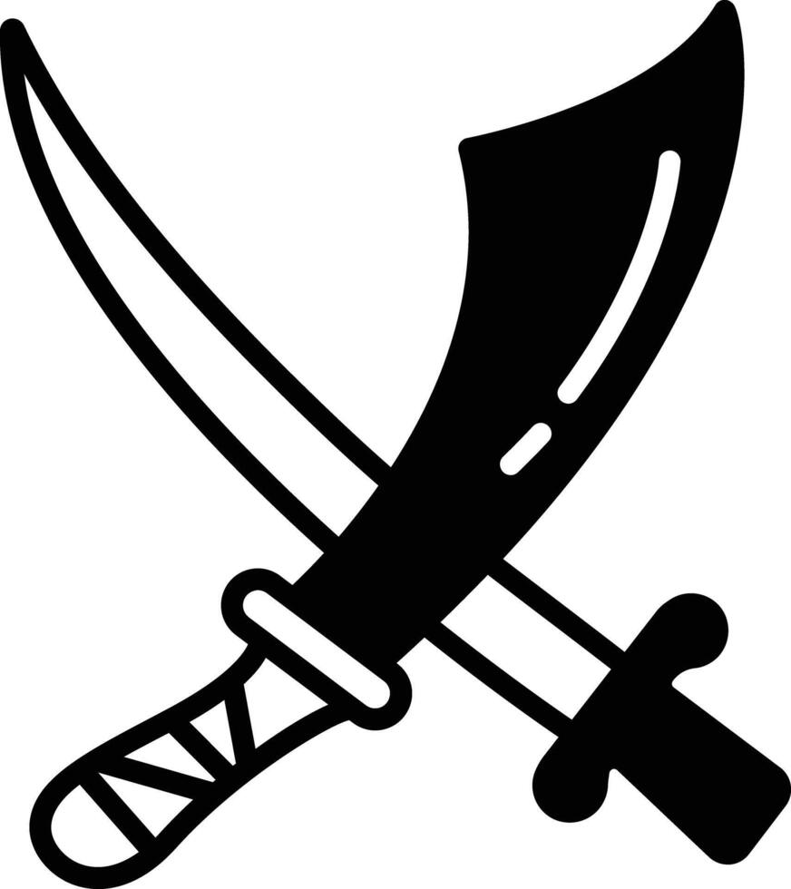 svärd glyf och linje vektor illustration
