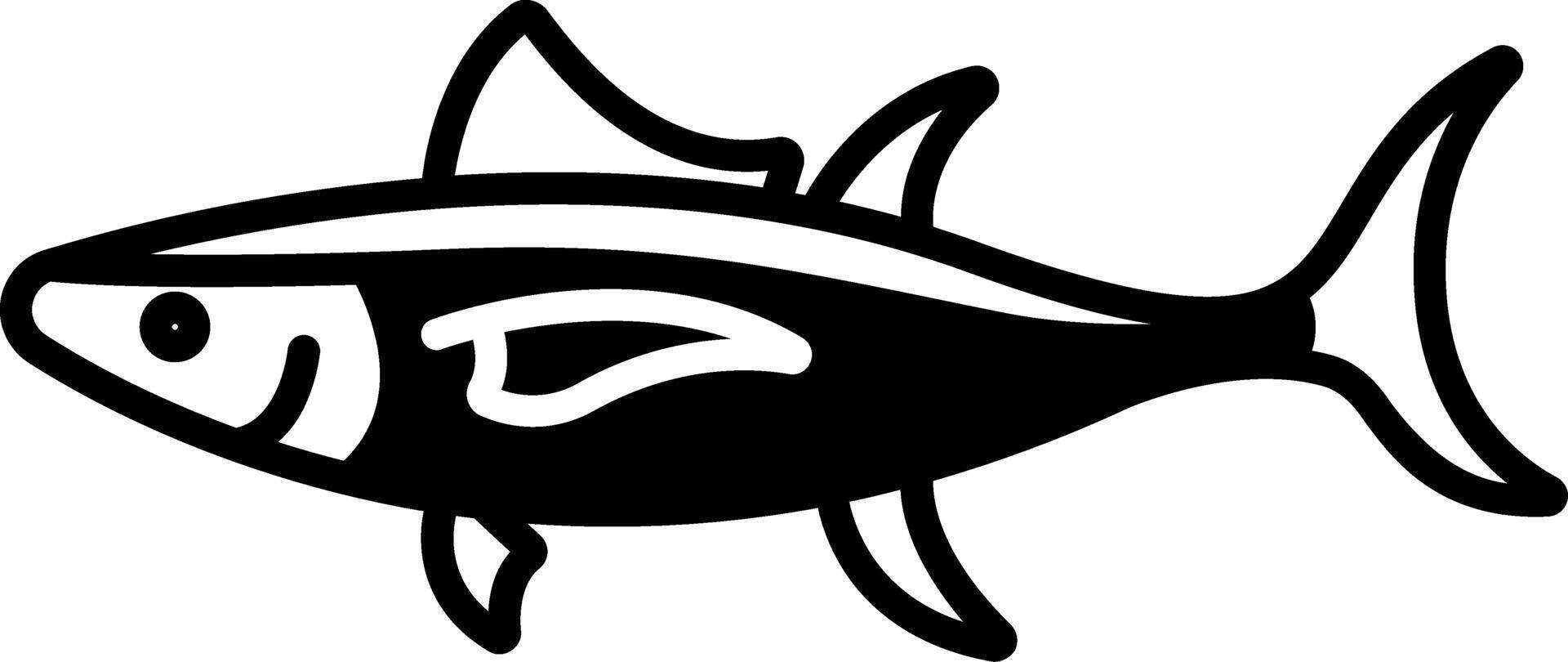 Sann tonfiskar fisk glyf och linje vektor illustration
