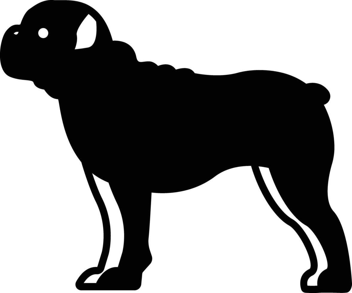 bulldogg hund glyf och linje vektor illustration