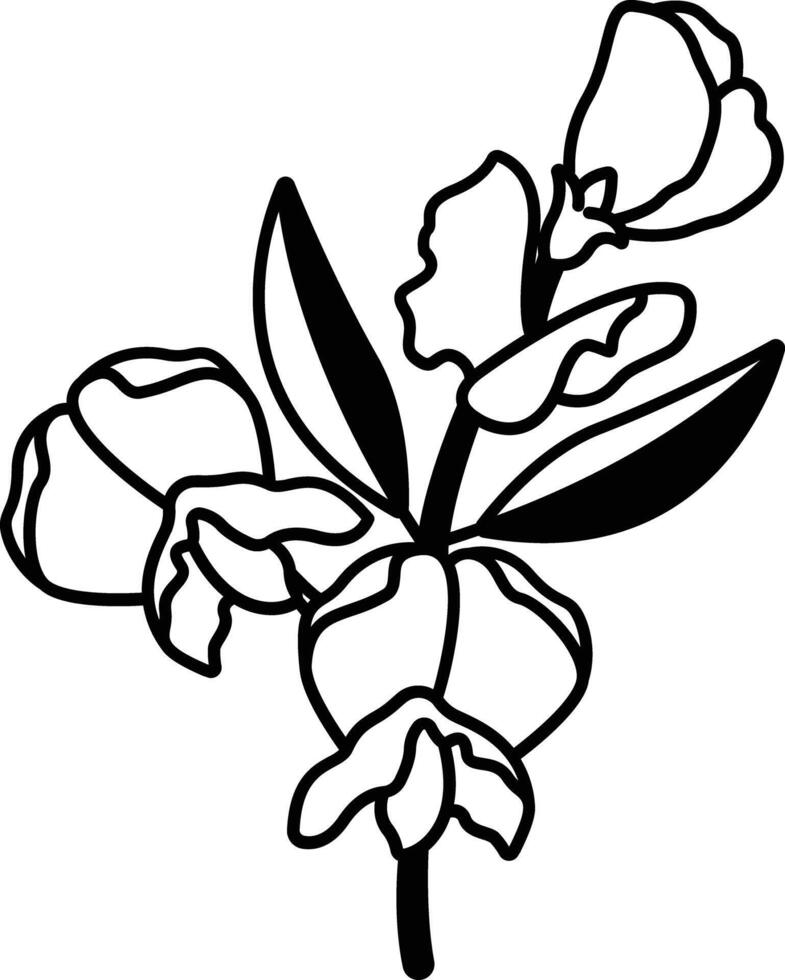 blomma glyf och linje vektor illustration