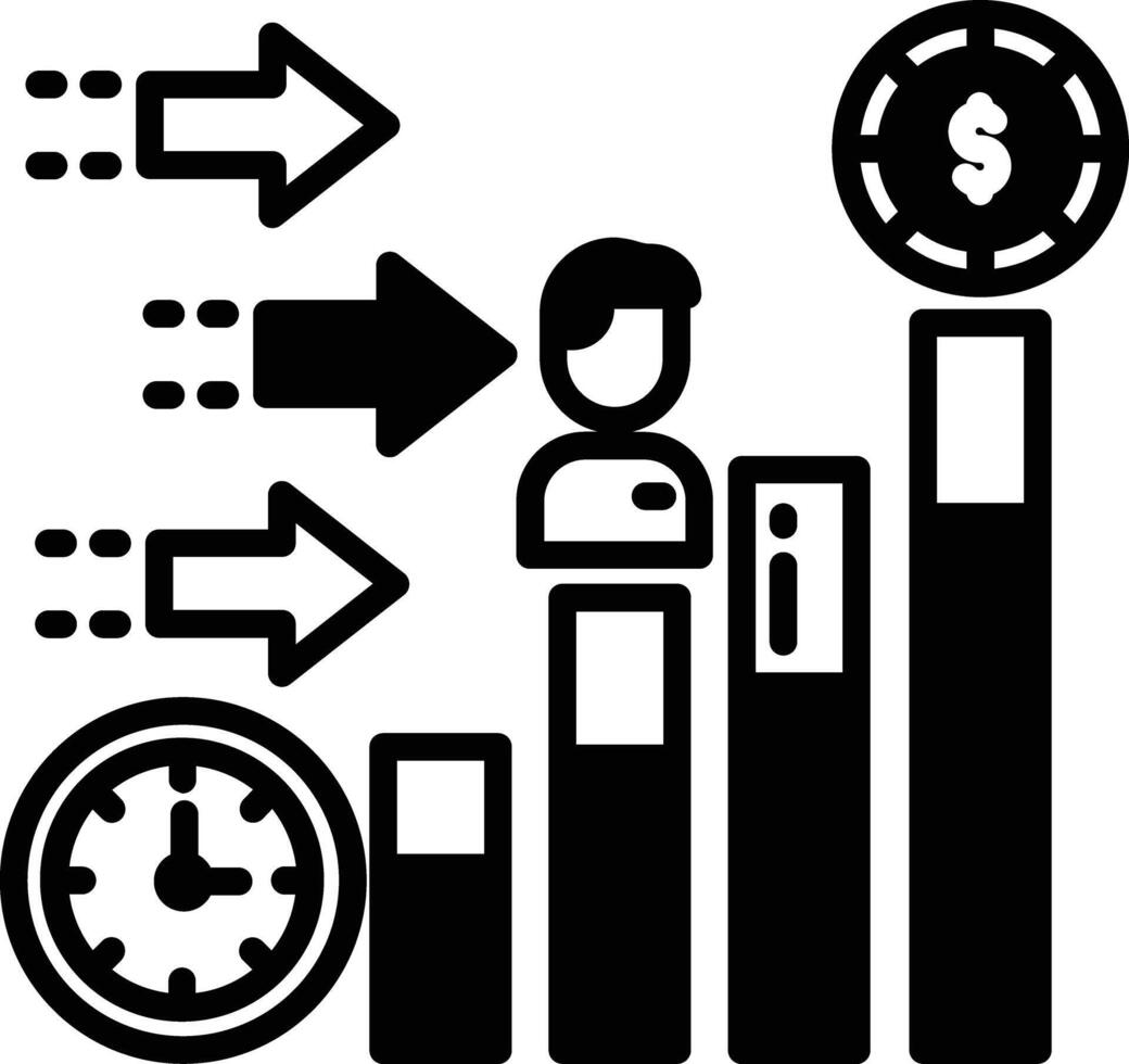 företag prognos glyf och linje vektor illustration