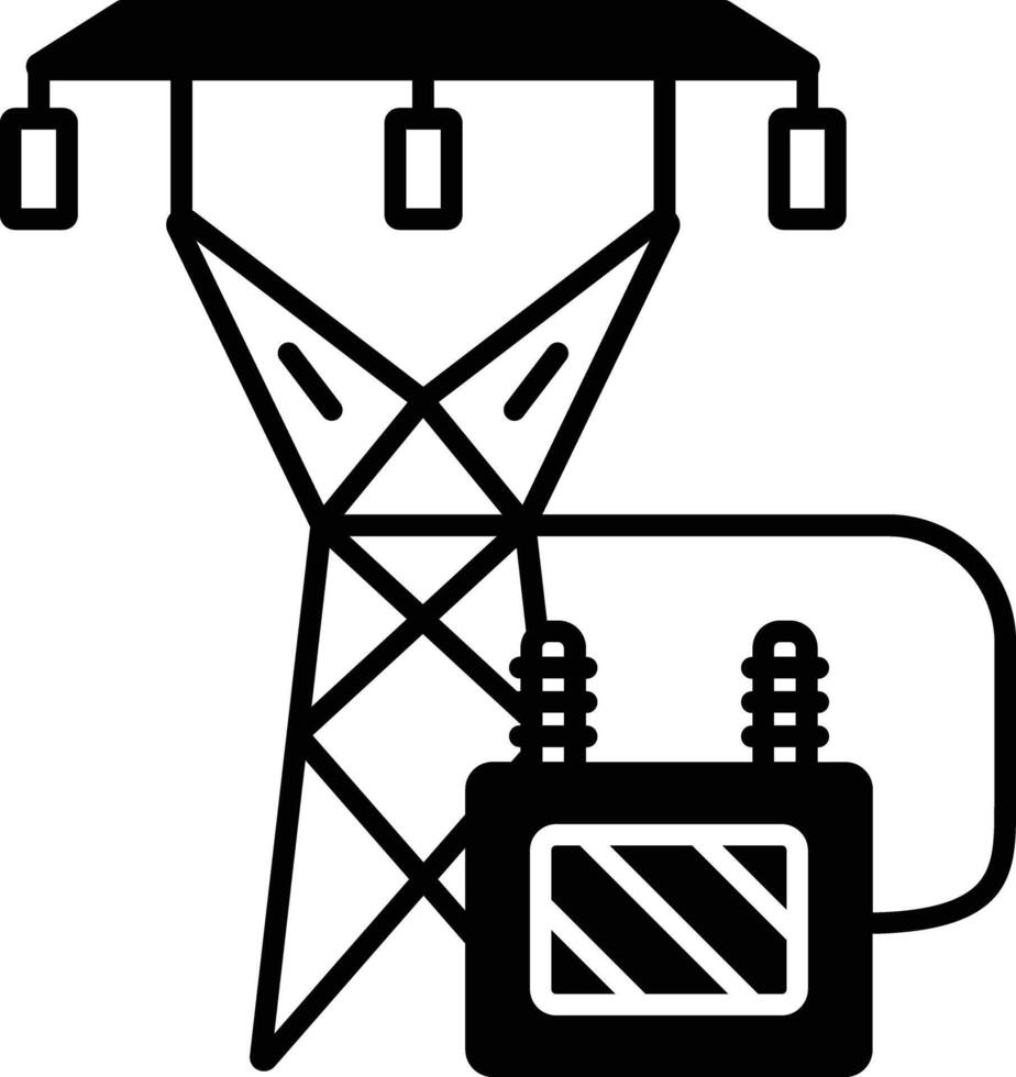 Transformator Glyphe und Linie Vektor Illustration