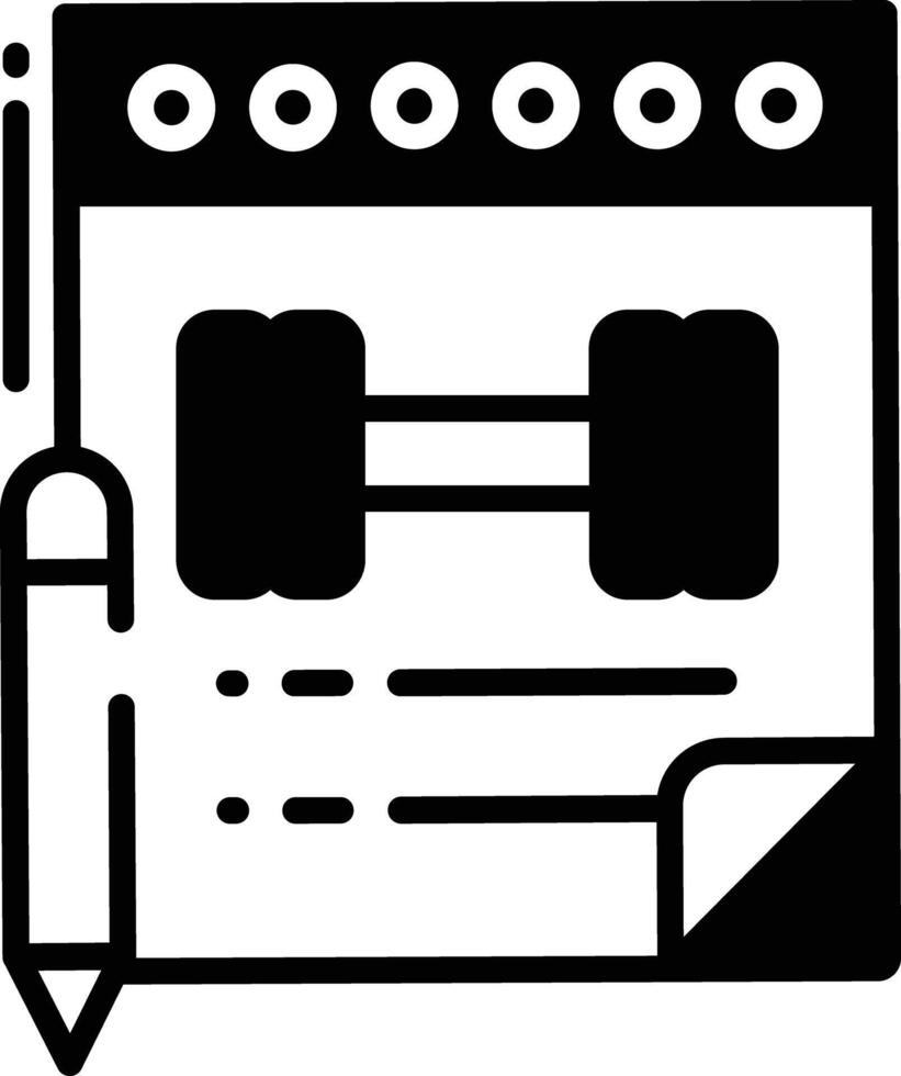 Hinweis Glyphe und Linie Vektor Illustration