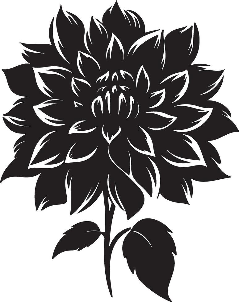 Dahlie Blume Silhouette Vektor Illustration Weiß Hintergrund