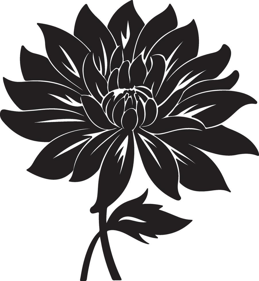 Dahlie Blume Silhouette Vektor Illustration Weiß Hintergrund