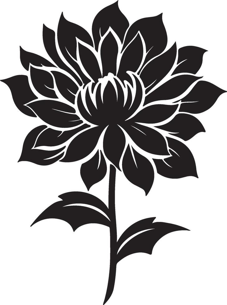 Dahlie Blume Silhouette Vektor Illustration Weiß Hintergrund