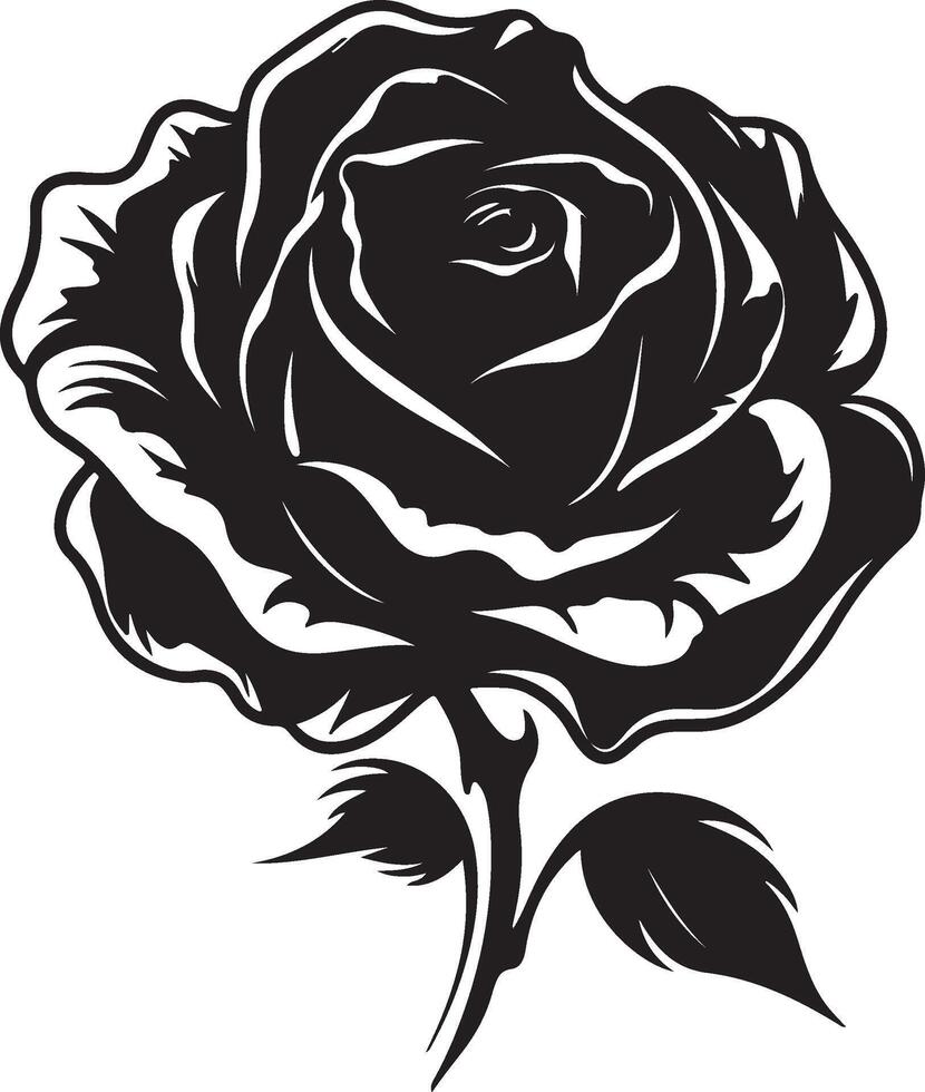 Rose Blume Silhouette Vektor Illustration Weiß Hintergrund