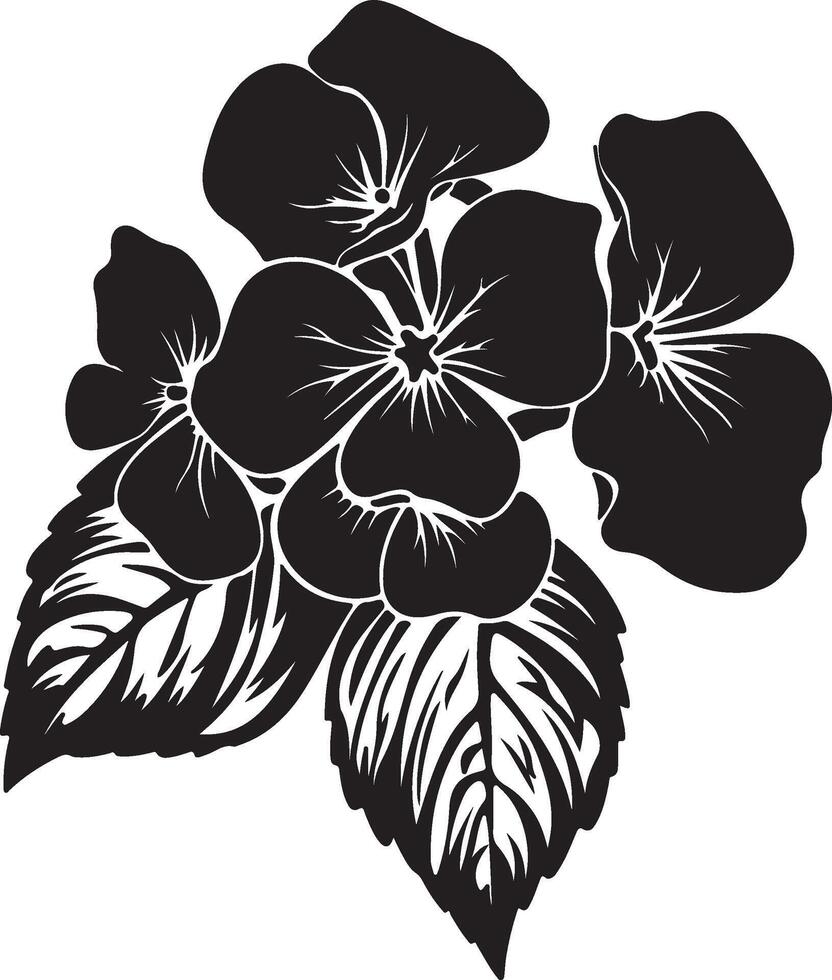 Hortensie Blume Silhouette Vektor Illustration Weiß Hintergrund