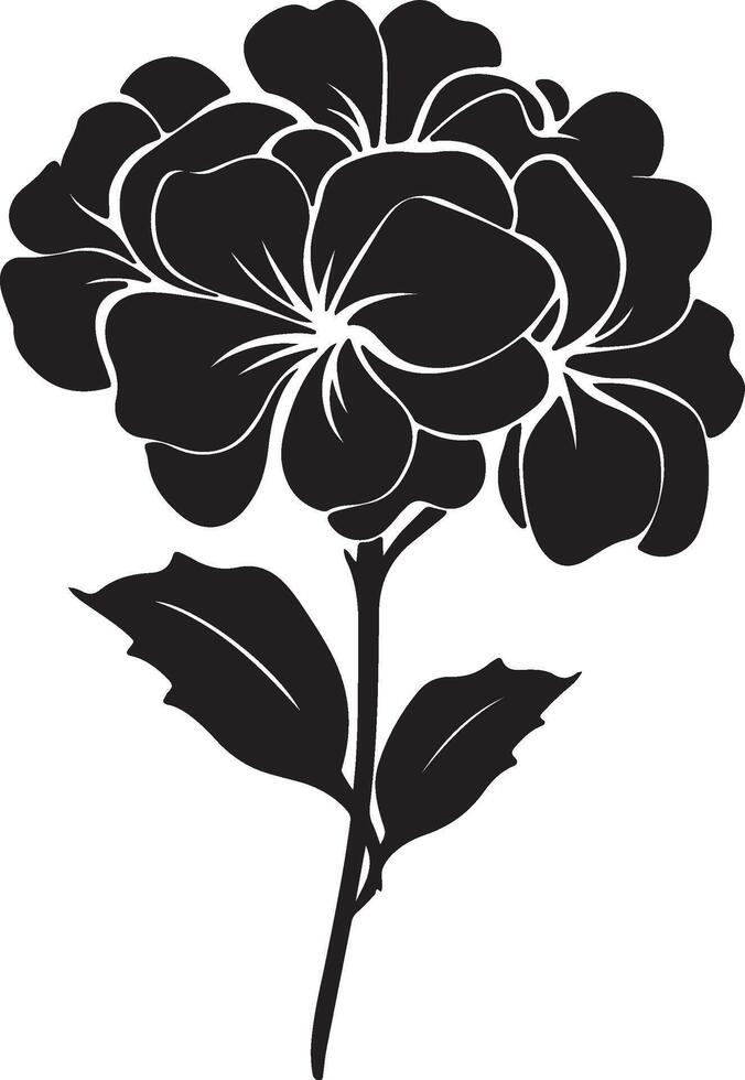 Hortensie Blume Silhouette Vektor Illustration Weiß Hintergrund