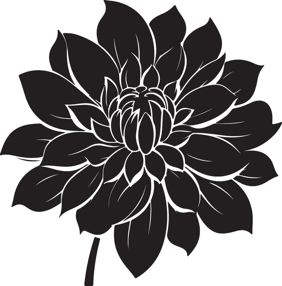 Dahlie Blume Silhouette Vektor Illustration Weiß Hintergrund