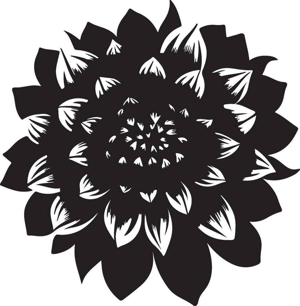 Dahlie Blume Silhouette Vektor Illustration Weiß Hintergrund