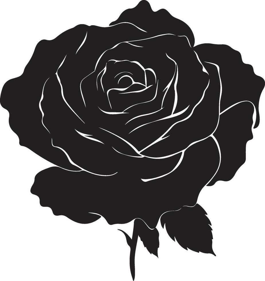 Rose Blume Silhouette Vektor Illustration Weiß Hintergrund