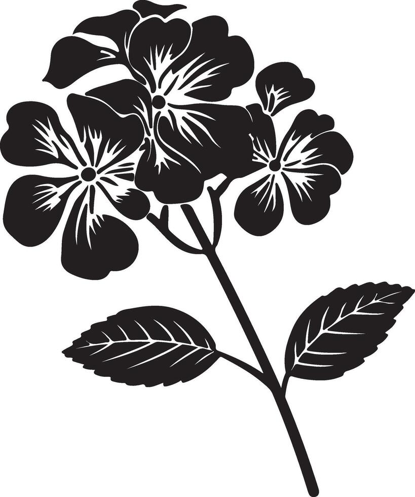 hortensia blomma silhuett vektor illustration vit bakgrund